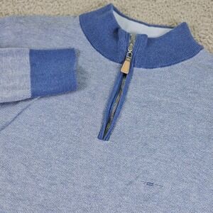 Peter Millar Sweater Mens Large Blue Crown Soft Silk Cotton 1/4 Zip Pullover